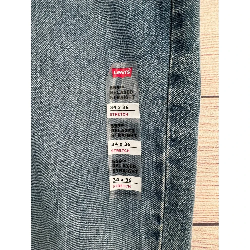 Levi's 559 Relaxed Straight Jeans Men 34x36 Blue Medium Wash Stretch Denim NEW